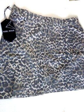 New Rebel Rogue Animal Print London A-Line Cotton Button Up Mini Skirt Size XL